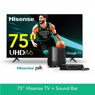 75" Hisense TV + Polk Soundbar